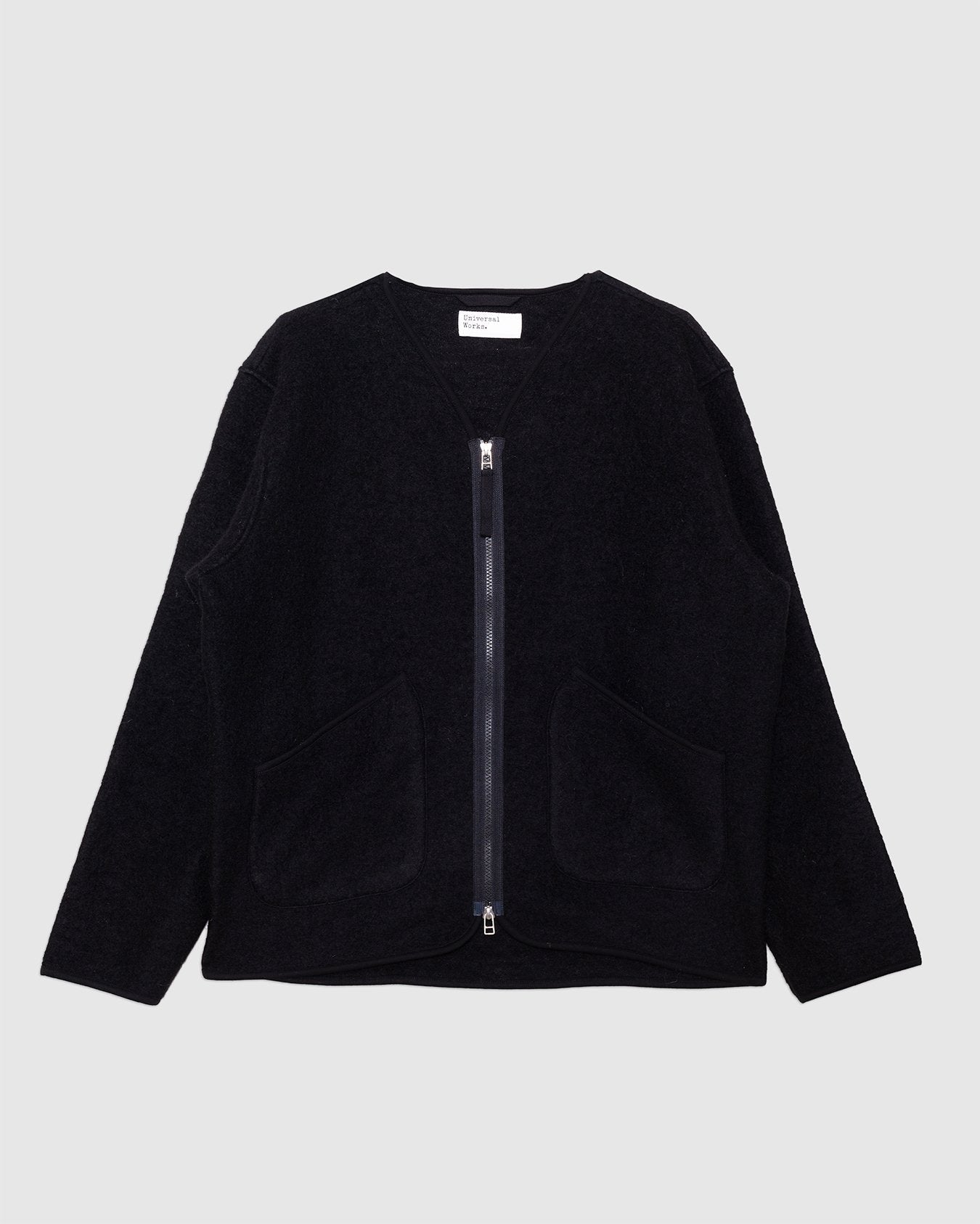 Zip Liner Jacket Black Wool Fleece - UNIVERSAL WORKS