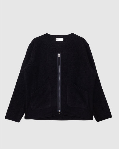 Zip Liner Jacket Black Wool Fleece - UNIVERSAL WORKS