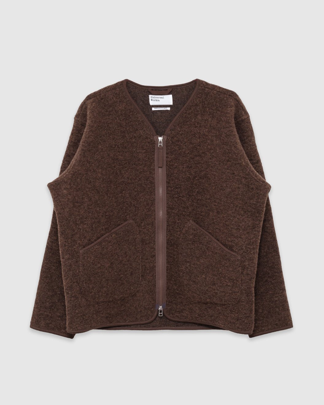 Zip Liner Jacket Wool Fleece Brown Marl - UNIVERSAL WORKS