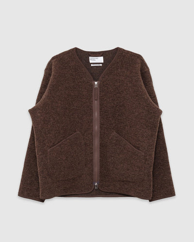 Zip Liner Jacket Wool Fleece Brown Marl - UNIVERSAL WORKS