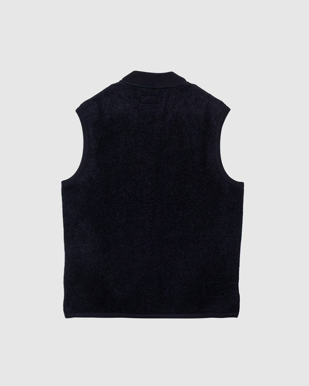 Zip Waistcoat Black Wool Fleece - UNIVERSAL WORKS