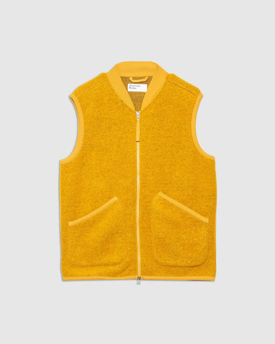 Zip Waistcoat Yellow Wool Fleece - UNIVERSAL WORKS