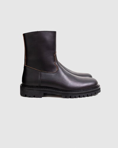 Moto Boot Black Nappa Leather - VINNY'S