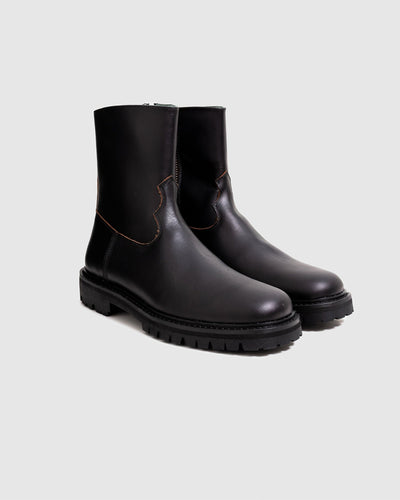 Moto Boot Black Nappa Leather - VINNY'S