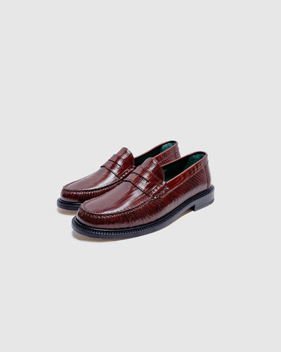 Yardee Mocassin Loafer Brown Lizard Pattern - VINNY'S