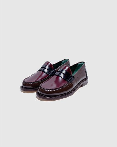 Yardee Mocassin Loafer Brown/Burgundy/Blue Polido Leather - VINNY'S