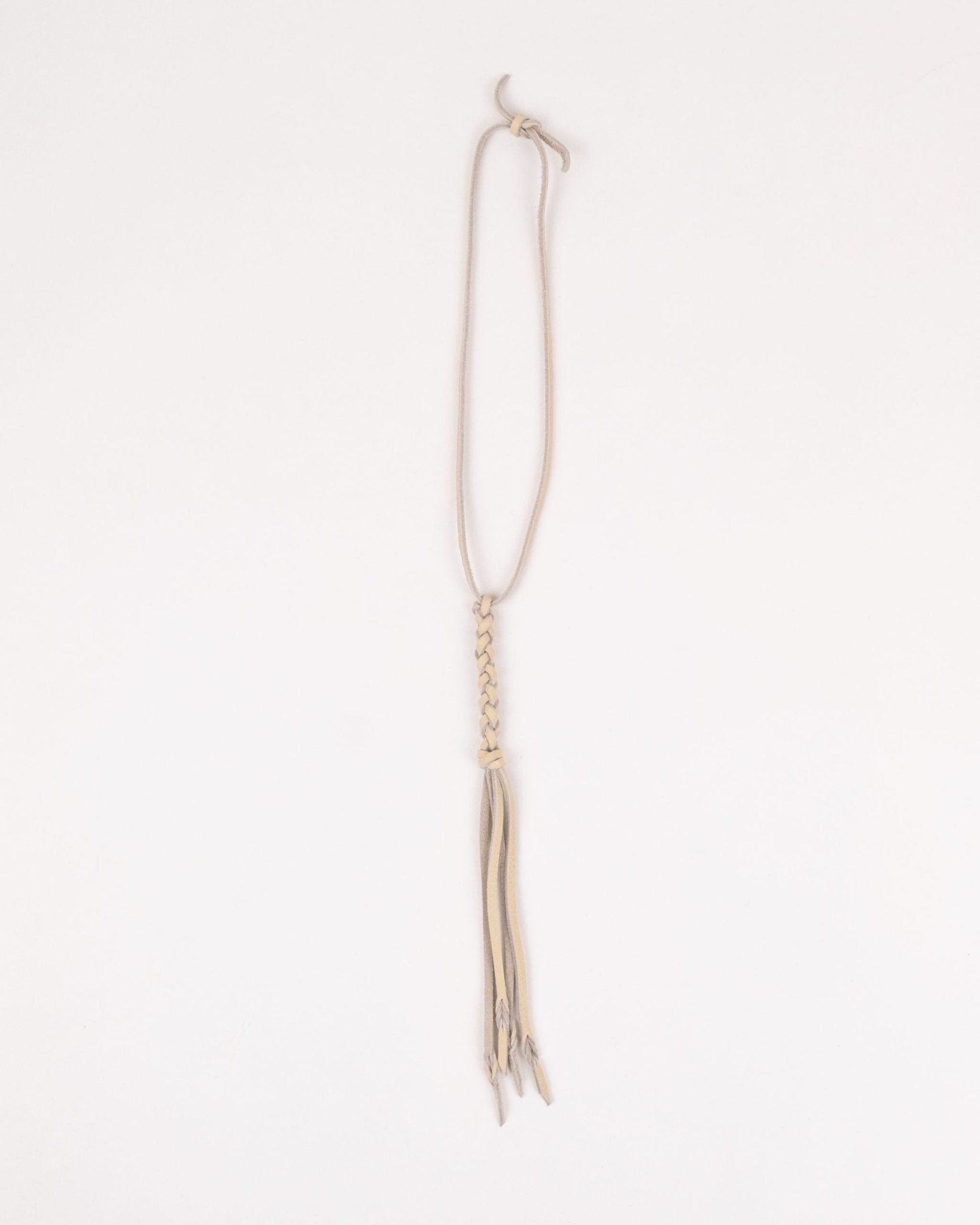 Braided Leather Necklace - Cream - YUKETEN